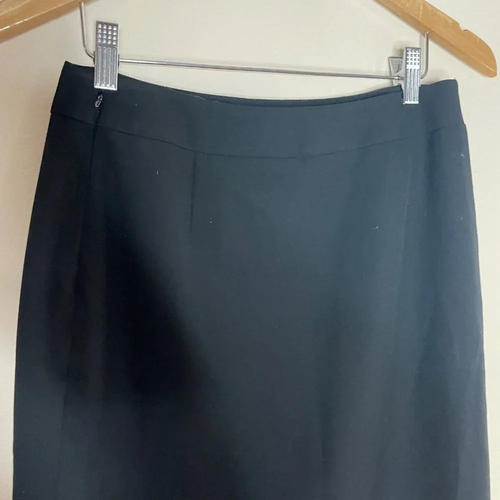 Tahari Pencil Semi Mermaid Cut Knee Length Suit Skirt Lined Size 6 Black